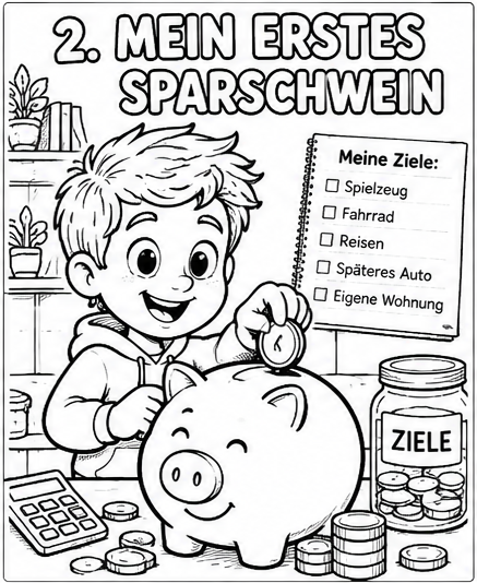 Ausmalbild: Mein erstes Sparschwein